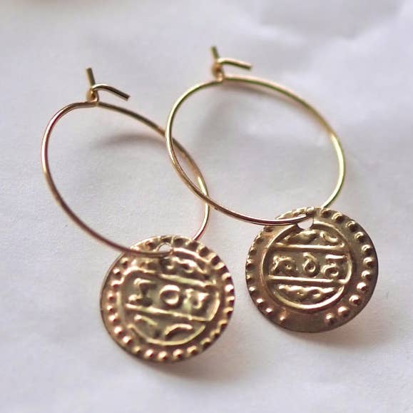 UniqueAuroraJewelry – wholesale Dangle earrings – Coin Hoop Earrings | Sustainable jewelry0