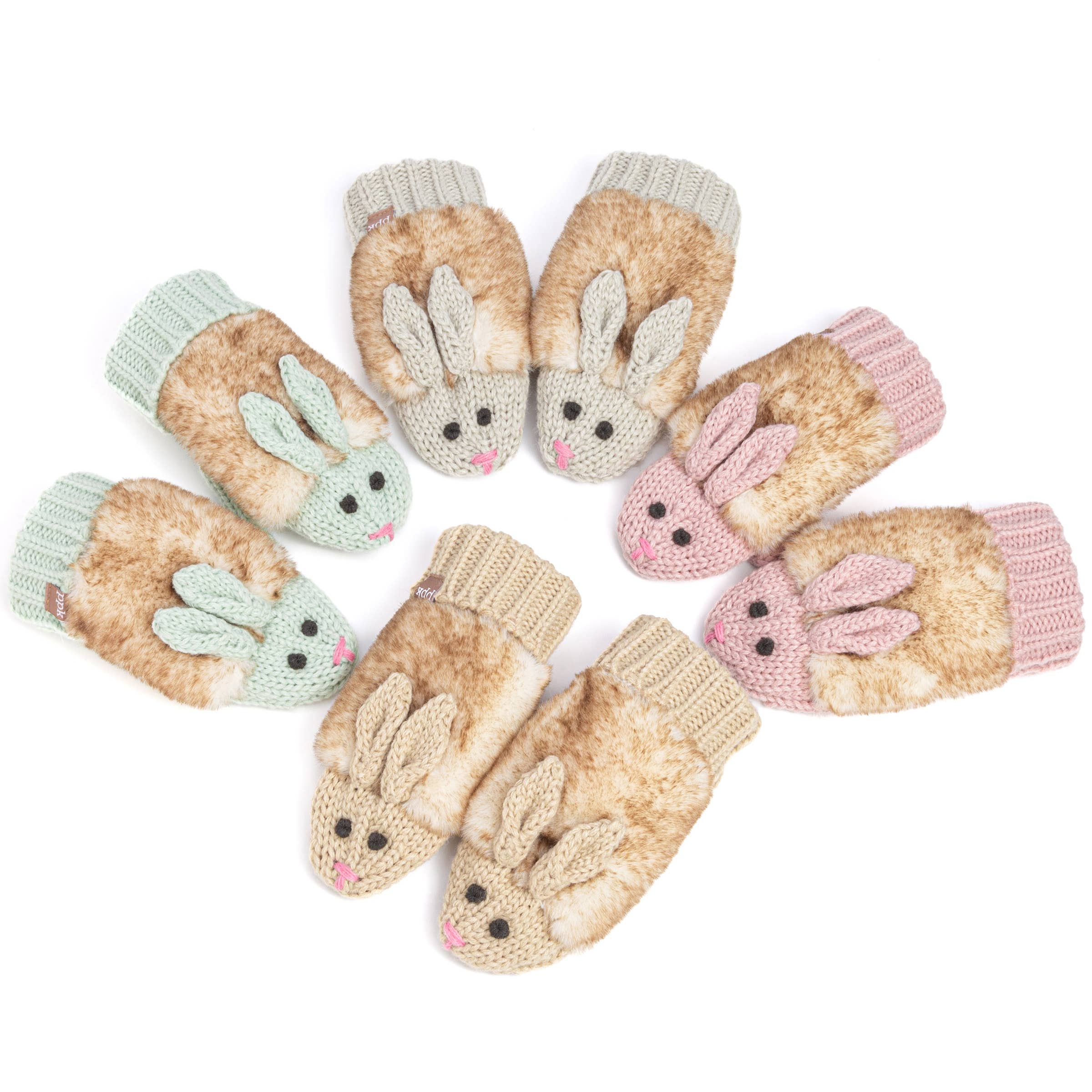 Peppercorn Kids - Wholesale Mittens - Kids - Kids Bunny Rabbit Knit Mittens - Mint Green- Girls 3-6, 6-125