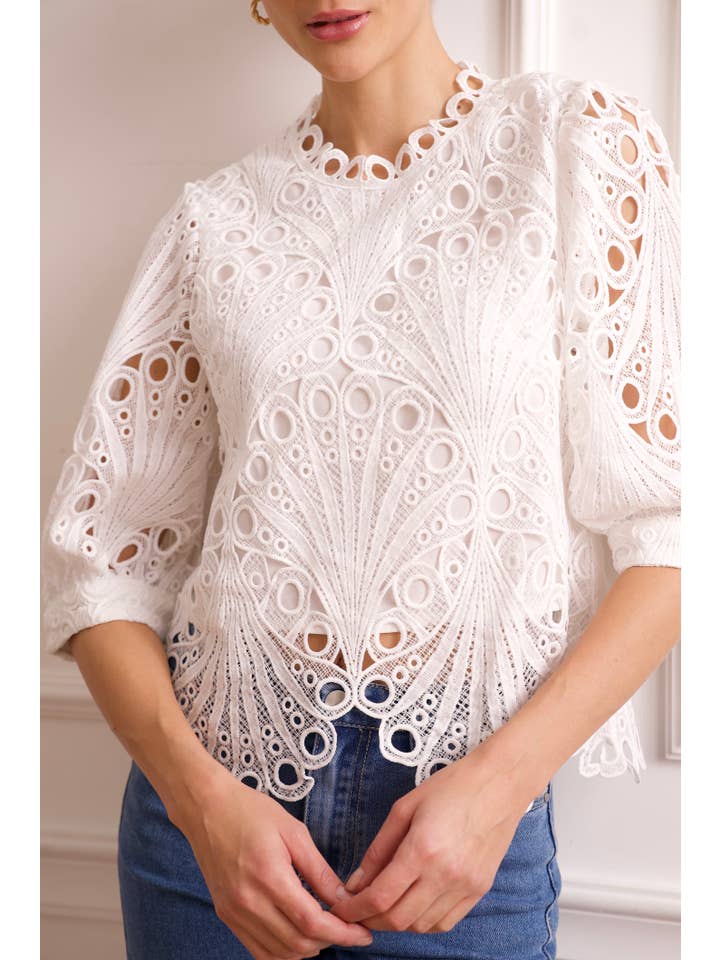 CHOKLATE PARIS - Wholesale Blouse - Women's - Daisy Guipure Lace Top - CH0012