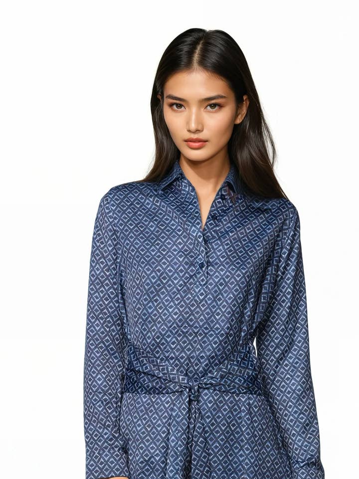 Shirtdress Tassel Tie Satin Dress for wholesale by Subtle Luxury