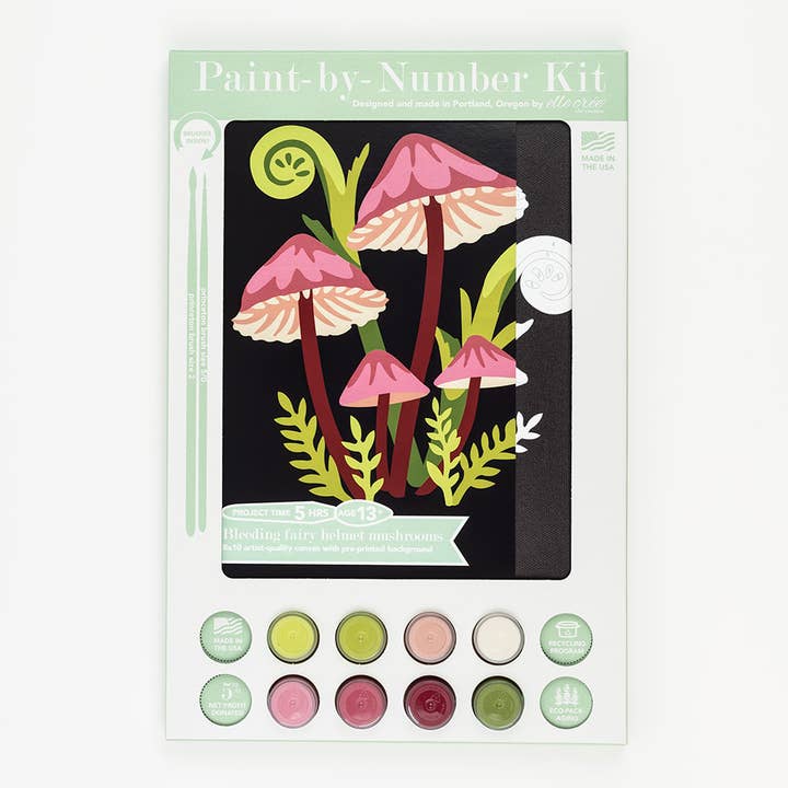 Elle Crée (She Creates) - Wholesale DIY Craft Kit - Bleeding Fairy Helmet Mushrooms Paint-by-Number Kit0