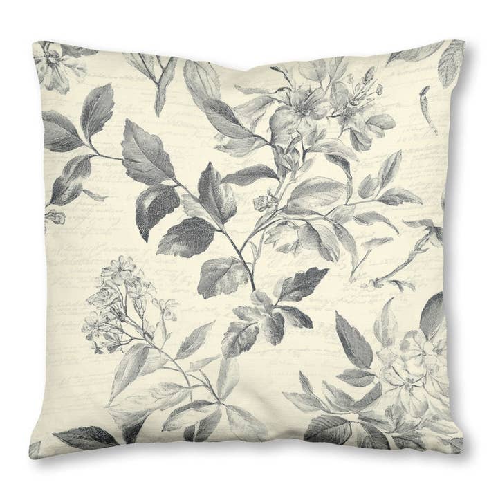 Vintage Botanical Script Toile 3 - Throw Pillow 20x20 for wholesale by FabricSmiths