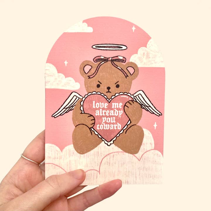 Love Me Already! Greetings Card for wholesale by Clarice Tudor