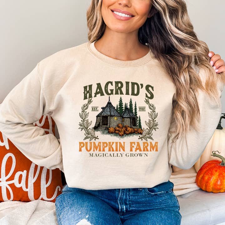 Sand Pumpkin Farm Crewneck for wholesale by Handstaymped Designs