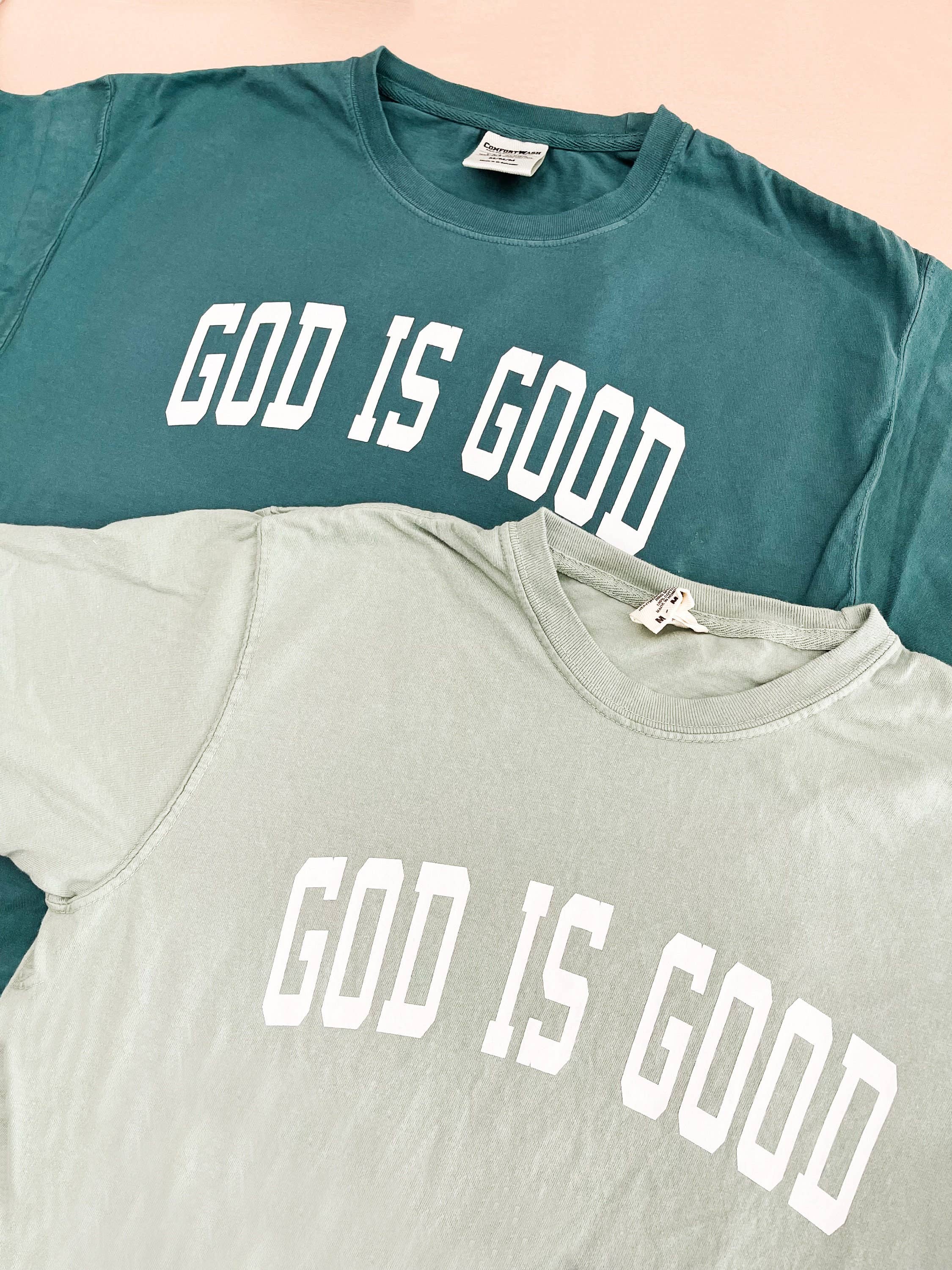 Honey Soul LLC – wholesale Screen printed t-shirt – Women′s – GOD IS GOOD Collegiate Graphic Tee3