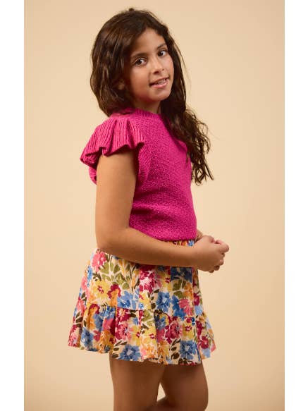 Sadie & Sage - Wholesale Knit Sweater - Kids - Tween Pearl Ruffle Cap Slv Sweater : BERRY2