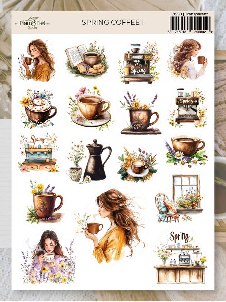 Spring coffee 1 | Stickers for wholesale by Plan & Plot Studio