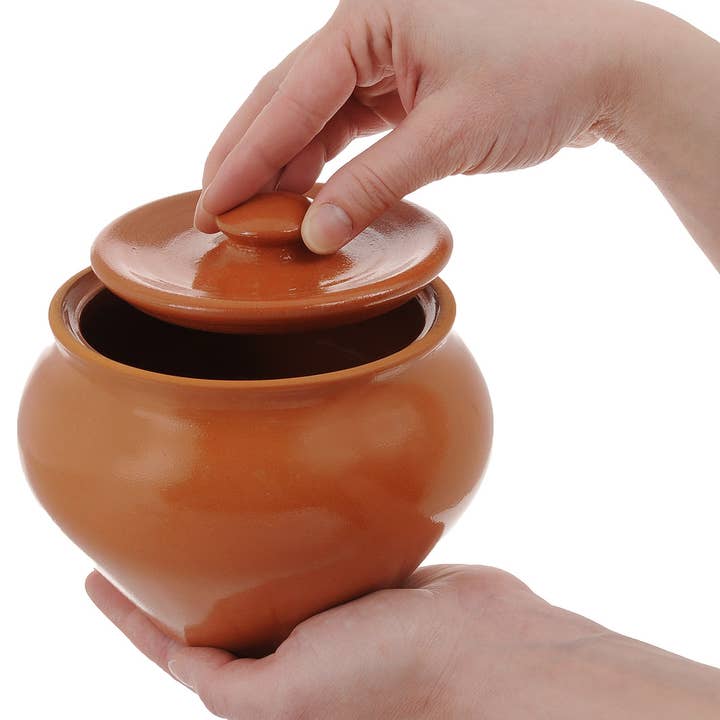 STP - Wholesale Ramekin - Set of 3 Natural Clay Stoneware Pots w/ Oven Fork 0.5-Qt ea4