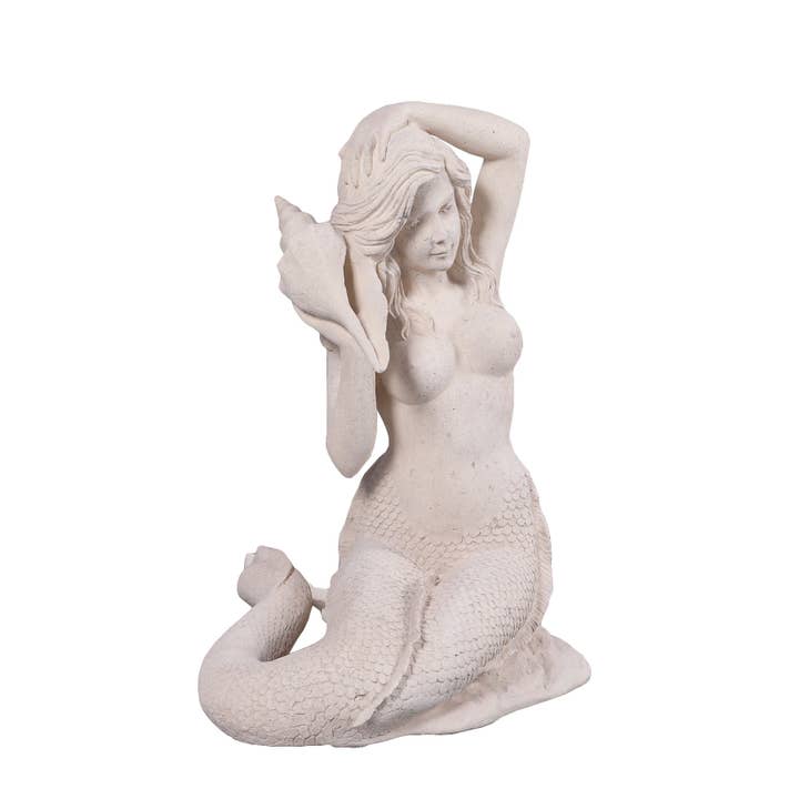 Lola Sitting Mermaid Fountain Roman Stone for wholesale by Nautical Tropical Imports