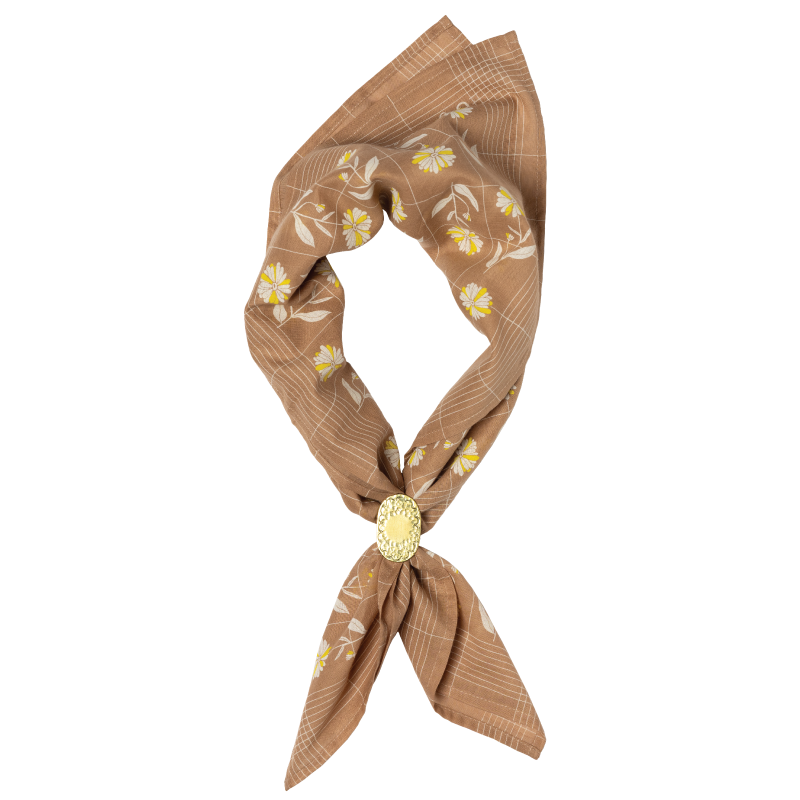 Jenni Earle - Vente Bandana – femme - Bandana en voile de coton de luxe – mantra « L'espoir meurt en dernier » - moka2