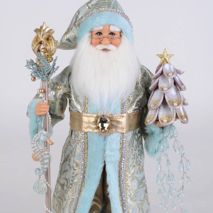 Santa's Sweet Shoppe Collection - 17" Coastal Opulance with Staff Santa for wholesale by Dunn Deals