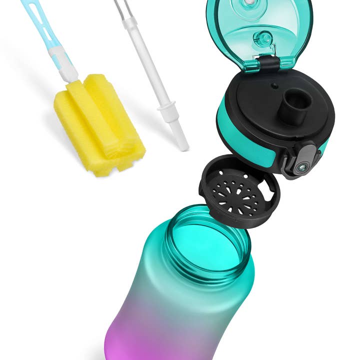 Myvesperbox - Vendita all'ingrosso Borracce - MyVesperbox Bottiglia d'acqua Minny 300 ml Flip Flop viola e verde3