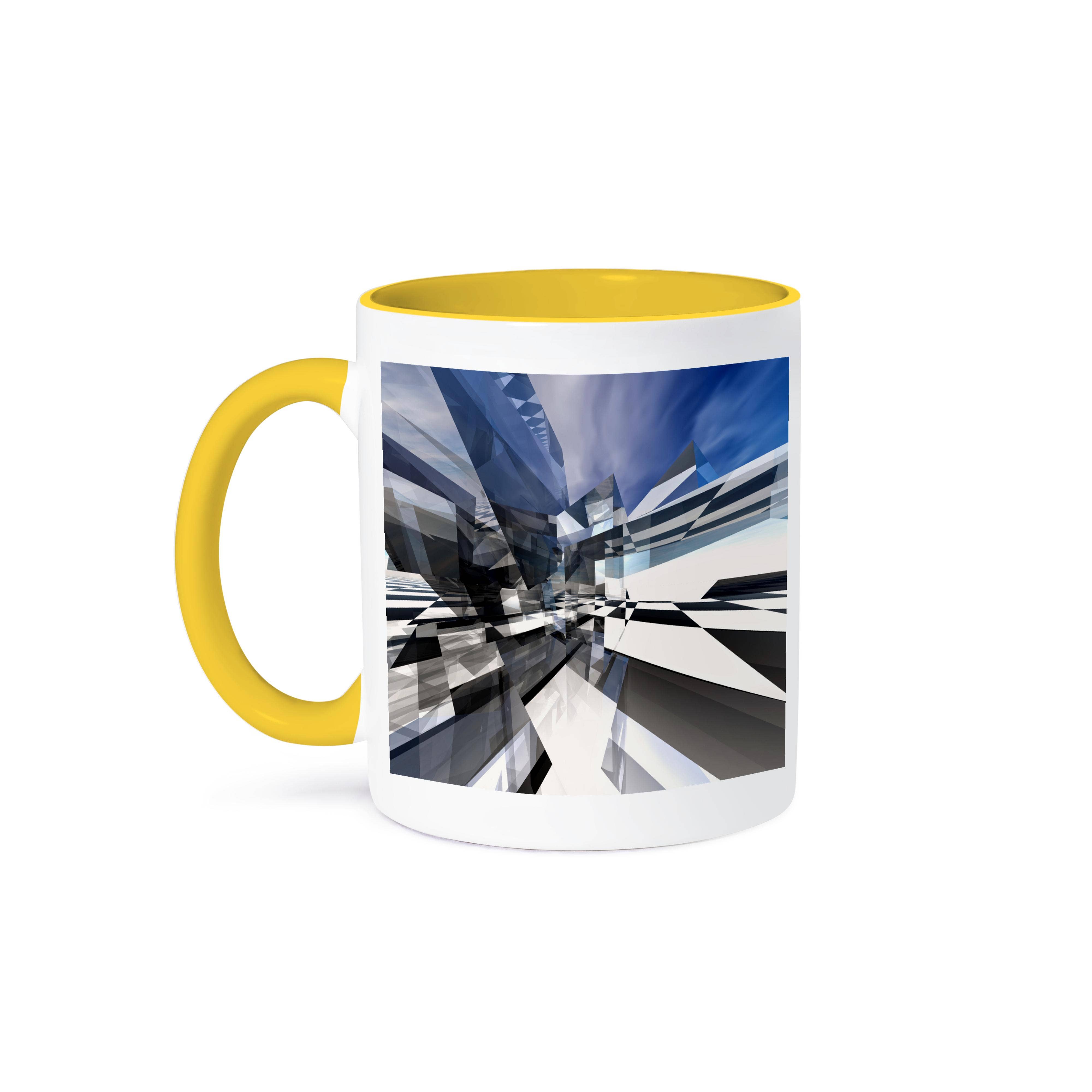 3dRose - Wholesale Coffee Mug - 3dRose, Surreal abstract reflective glass structure depicting checkerboard area., Mug0