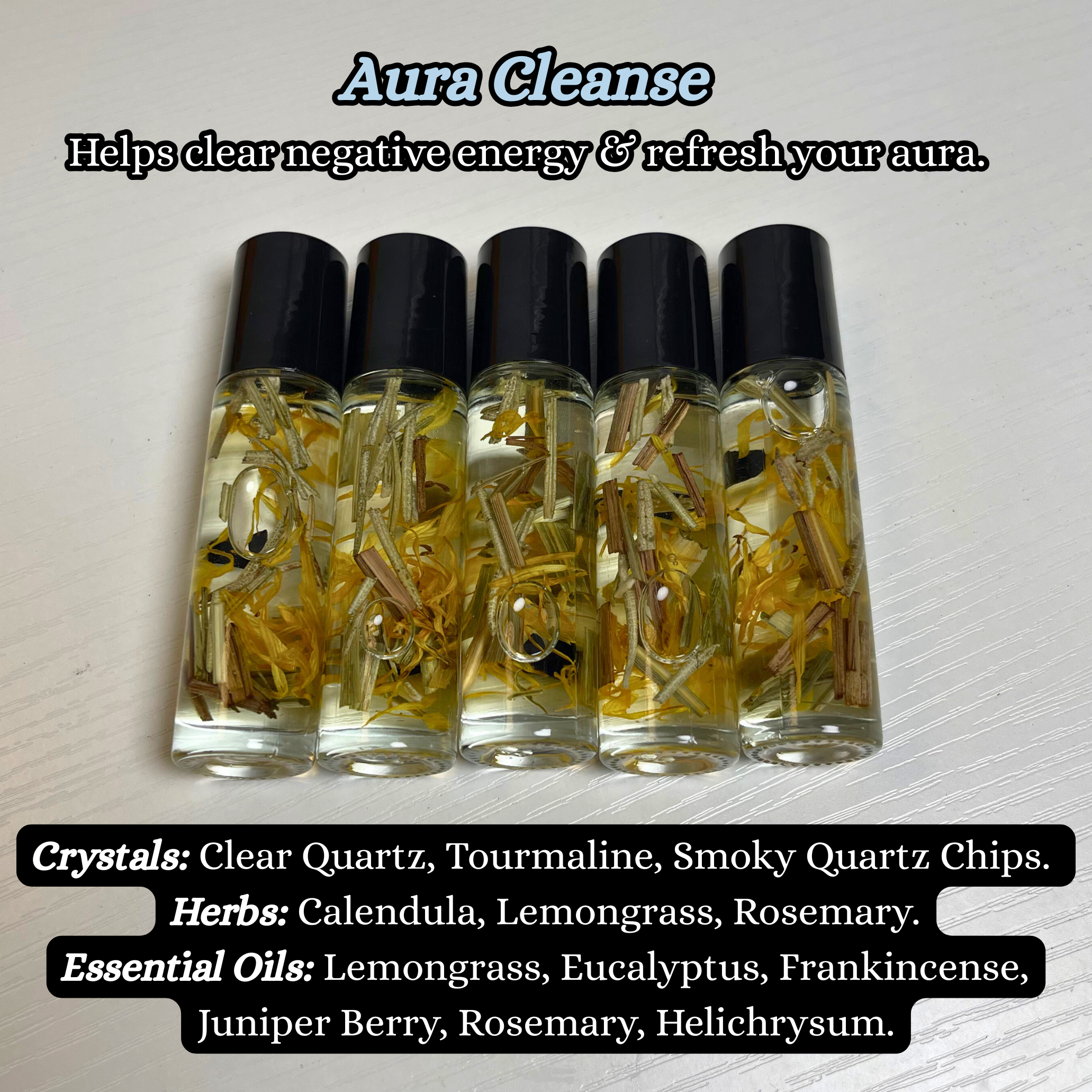 Mystic Showers - Venta al por mayor Aceites esenciales con aplicador de bola - Roll-ons de aceites esenciales con cristales y hierbas | Listos para etiquetar3