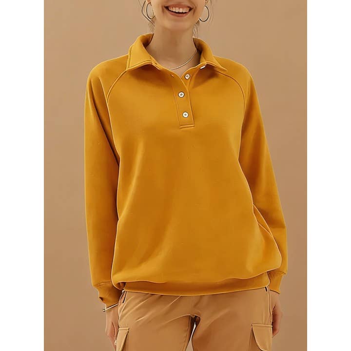 Collared Casual Long Sleeve Top for wholesale by ACCITY