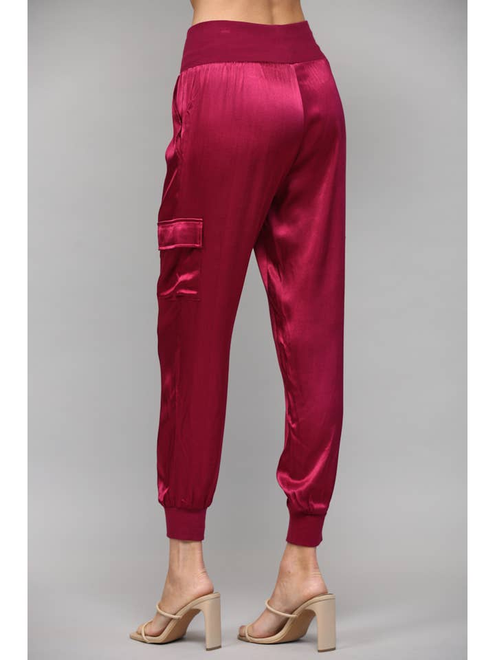 FATE - Vente Pantalon – femme - Pantalon jogger cargo en satin FP317633