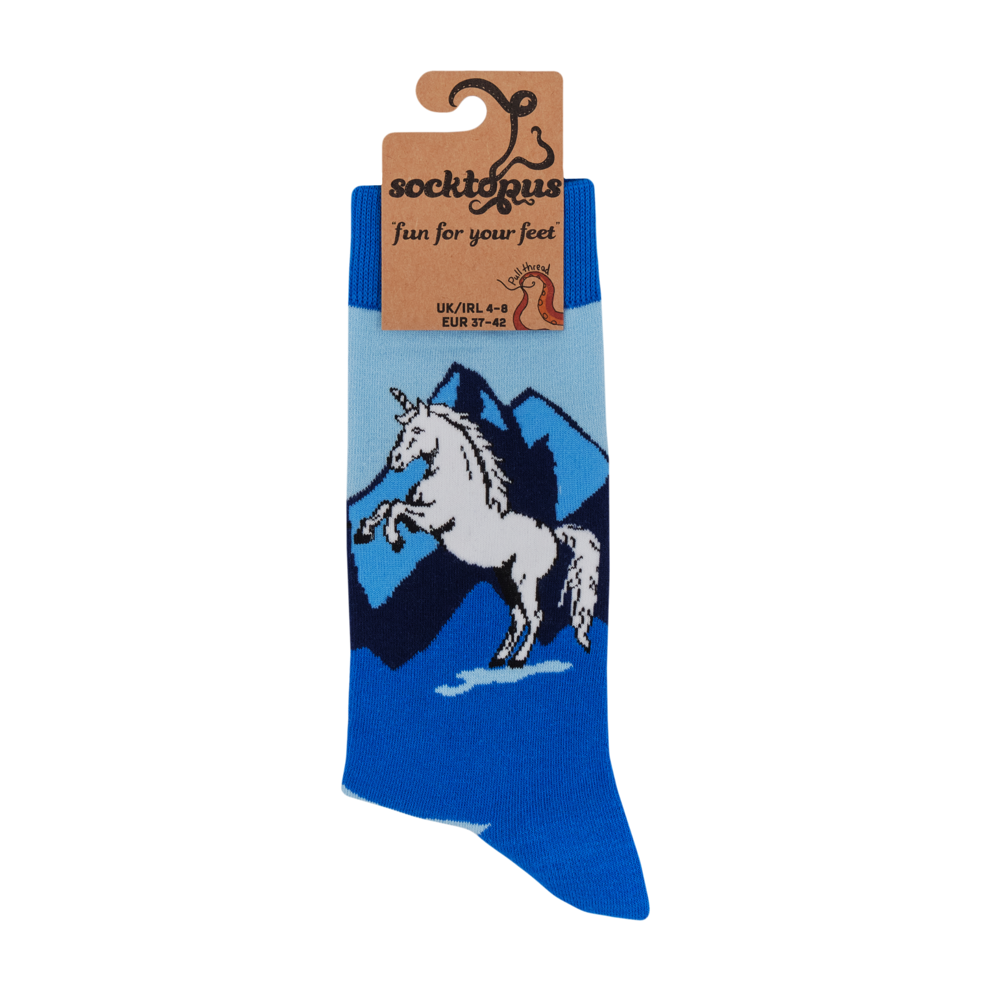 BLUE Unicorn of Scotland Socks for wholesale on Faire2