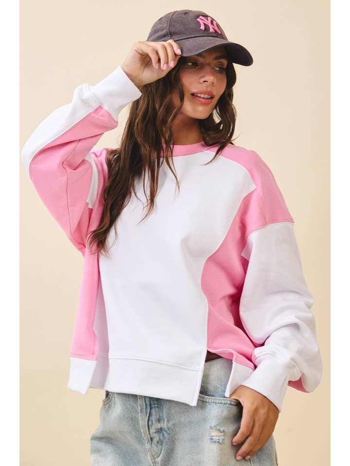 AEMI + CO - Wholesale Sweatshirt - Women's - 9106FK Colorblock Terry Pullover Sweatshirt15