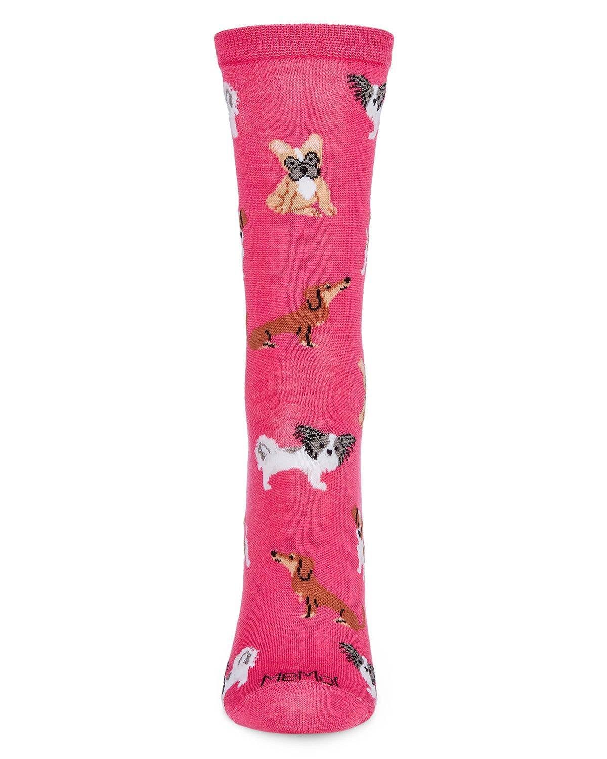 Denim Heather MeMoi They Call it Pupper Love Bamboo Blend Crew Socks for wholesale on Faire4