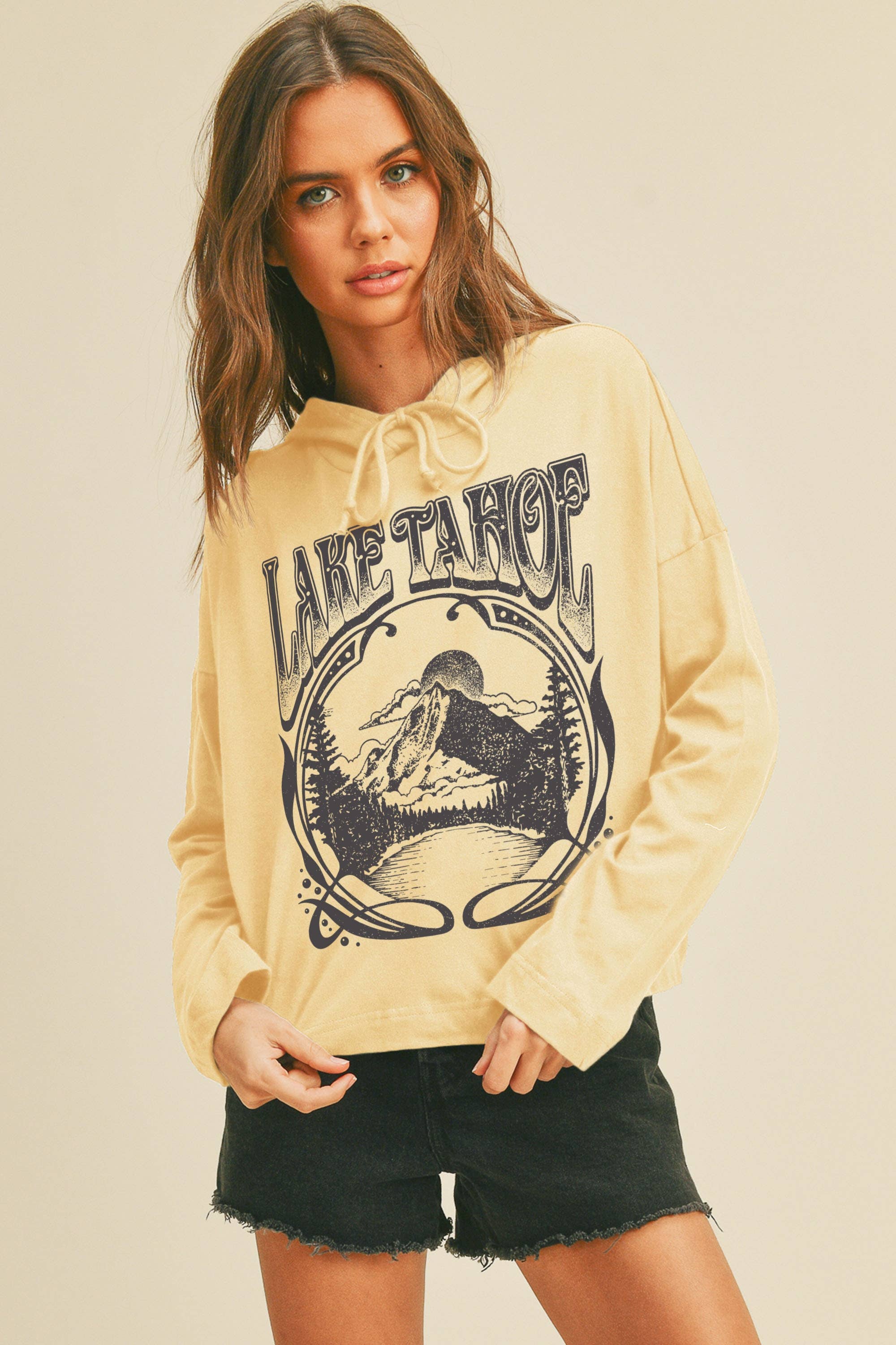 Honestee - Wholesale T-Shirt (Graphic) - Women's - Lake Tahoe Graphic Hooded T-Shirt0