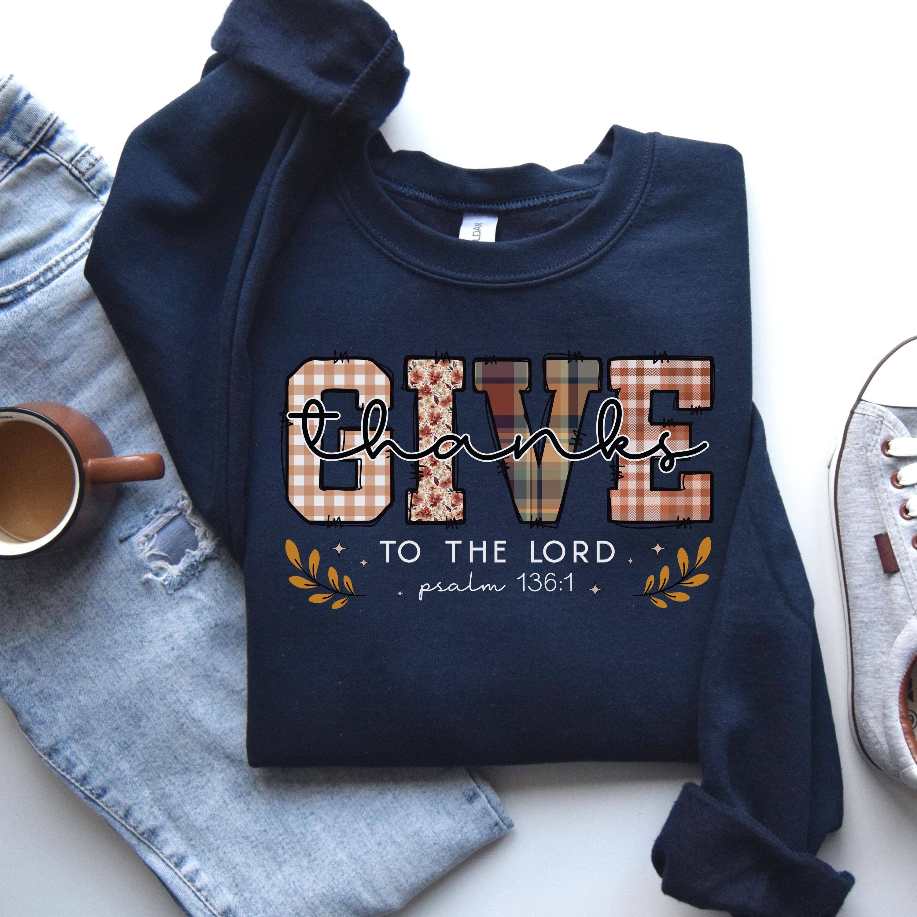 NVC Ecommerce LLC - Wholesale T-Shirt (Graphic) - Women's - Give Thanks To The Lord Tee, Christian Thanksgiving Sweater