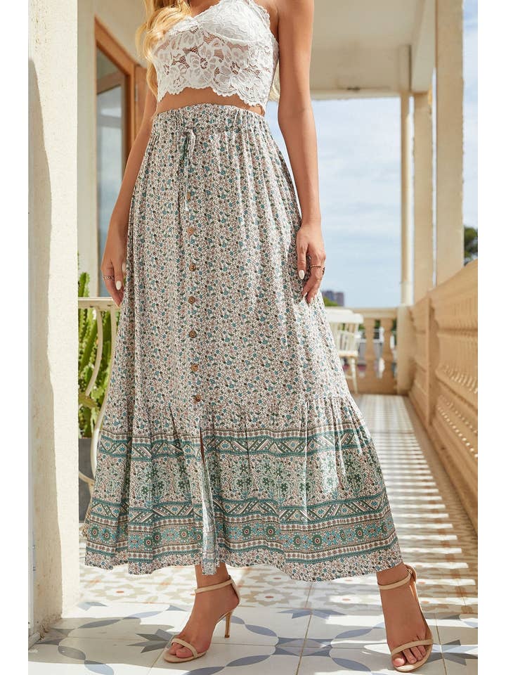 Katinki - Wholesale Skirt - Women's - Floral Print Maxi Skirt1