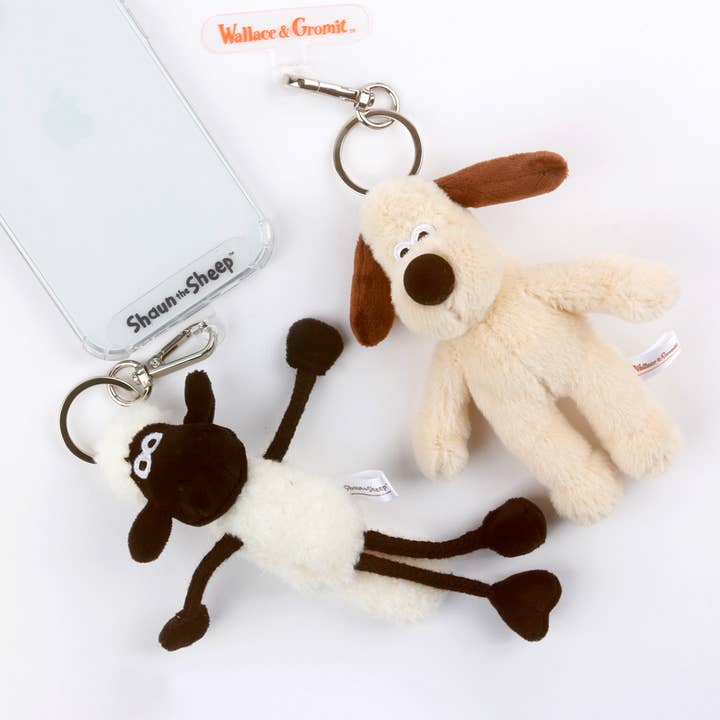 K-Wonderland – Großhandel Schlüsselanhänger – Unisex – Wallace & Gromit & Shaun das Schaf Plüsch-Schlüsselanhänger - 15 cm9