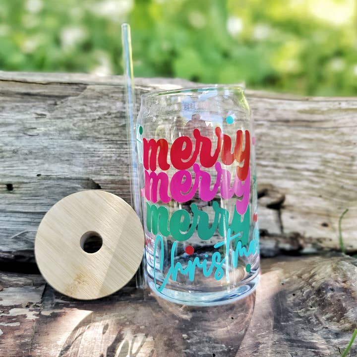 Superior Sweet Water - Wholesale Drinking Glass/Cup - Merry Christmas Beer Can with Lid , Holiday Cup3