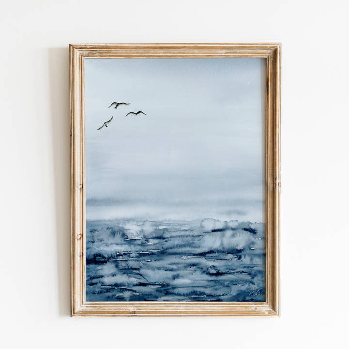 Stormy Ocean Watercolor Print for wholesale by Sarah Jane Studio Art