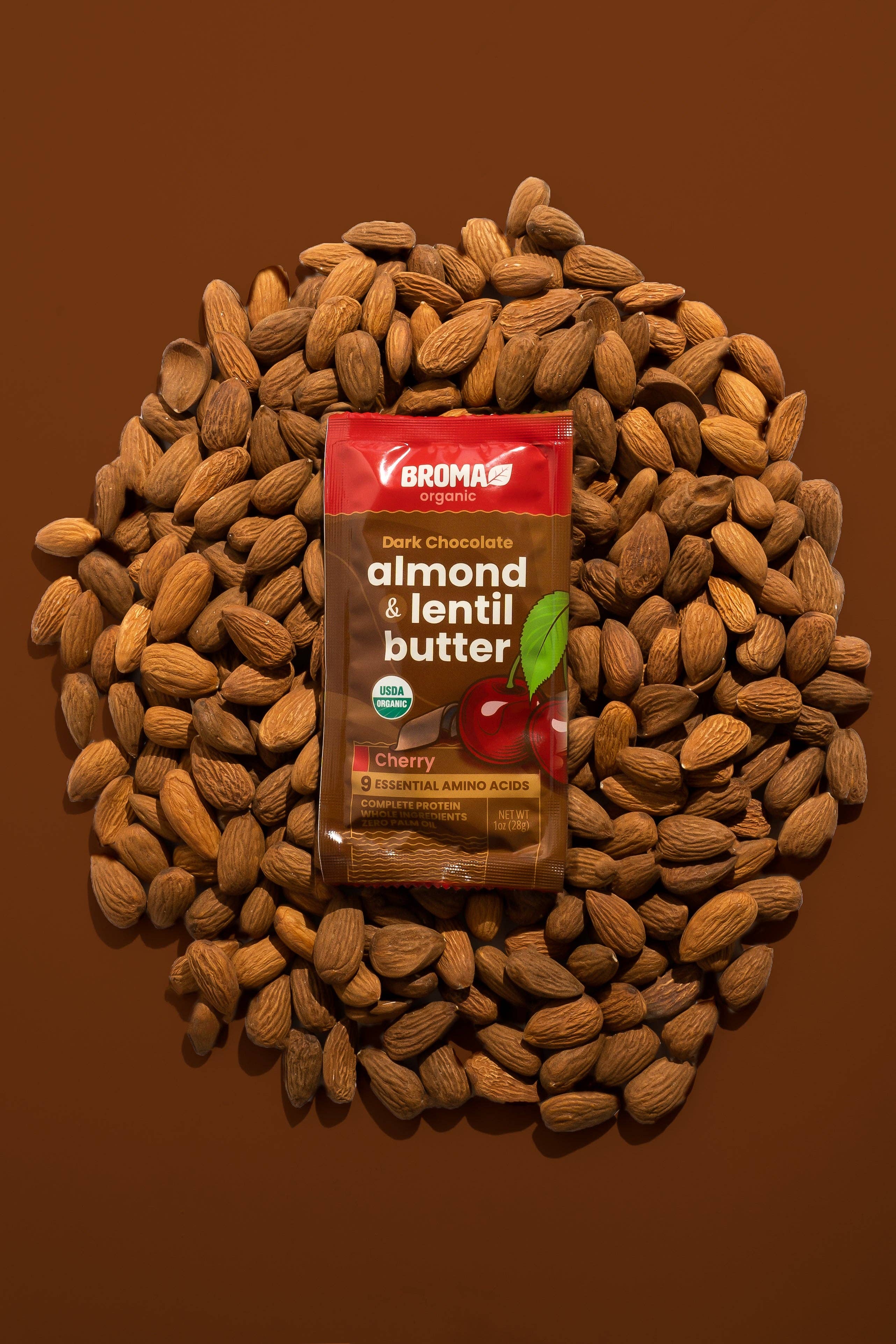 Broma - Wholesale Nut Butter - Broma Dark Chocolate Cherry Almond + Lentil Butter Sachet5