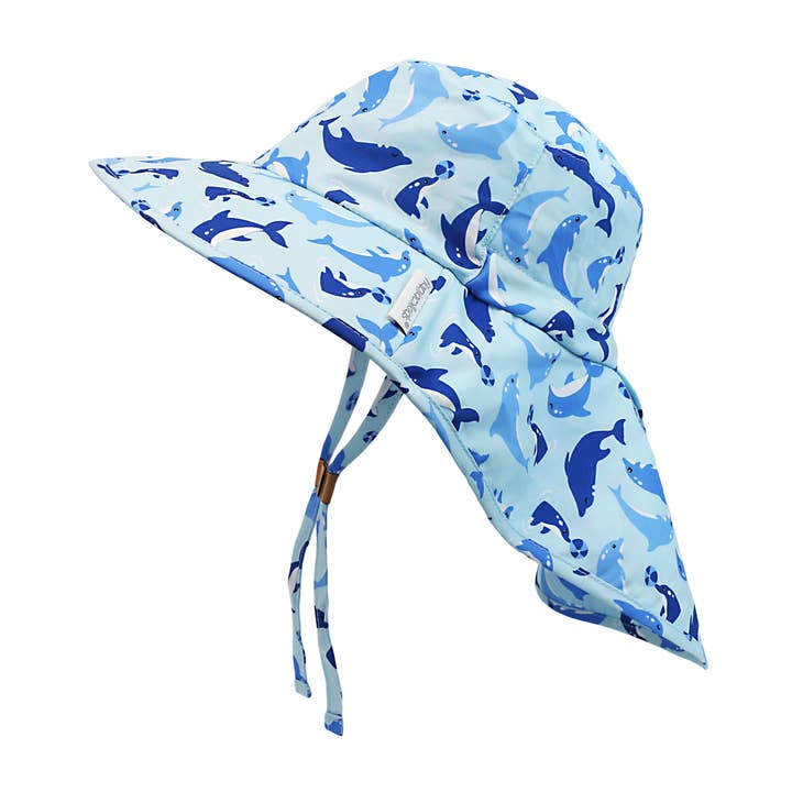 Sun Hat with Neck Cape - Dolphin for wholesale by FlapJackKids