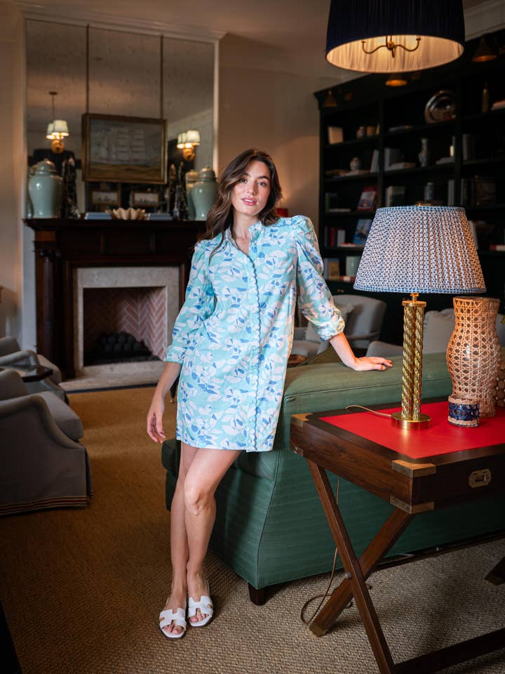 Vestido camisero con hojas en sombra y borde festoneado para venta al por mayor de Sail to Sable