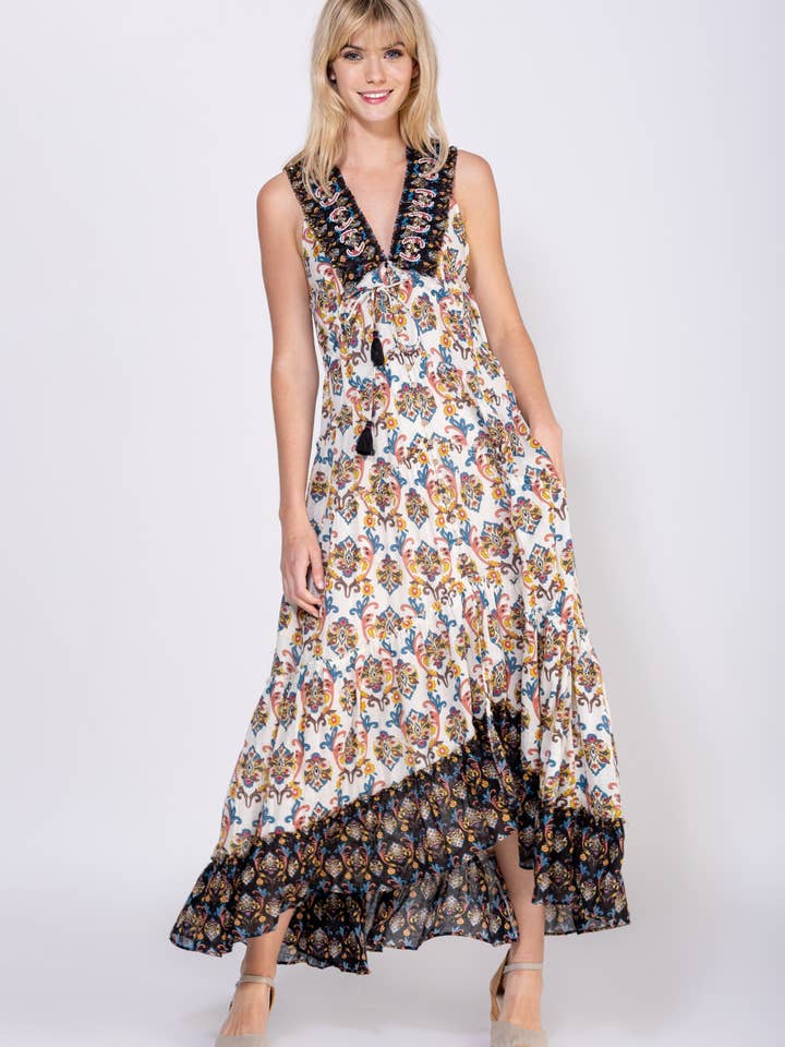 Long Sleeveless Printed Dress Pr7289V for wholesale by Peace & Love (CALAO IMPORT EXPORT S.L.)
