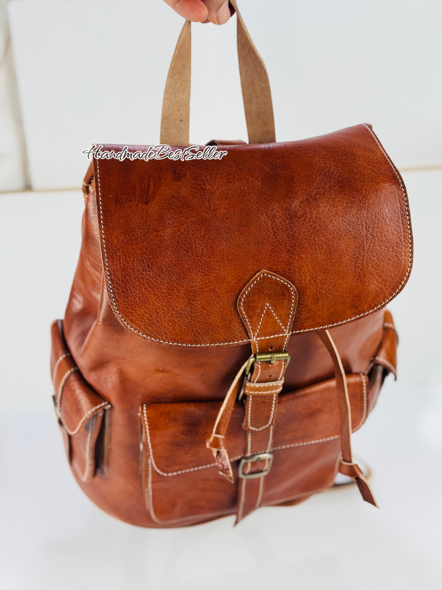 HandmadeBestSeller – wholesale Backpack – Unisex – Handmade Leather Backpack – Multi-Pocket Travel Bag18