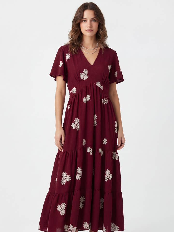 KARLIE2 - Langes besticktes Boho-Chic-Kleid für den Großhandel von Andy & Lucy