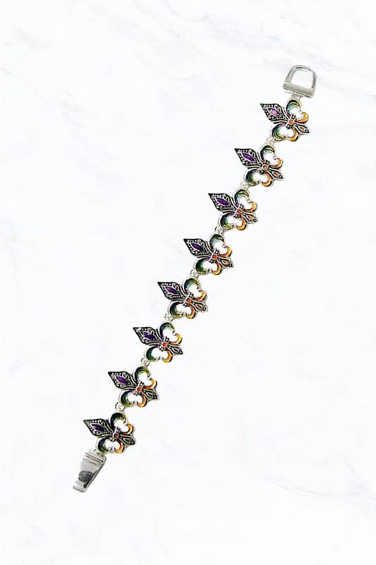 Suzie Q USA – wholesale Charm/dangle bracelet – Elegant Fleur-de-Lis Enamel Bracelet0