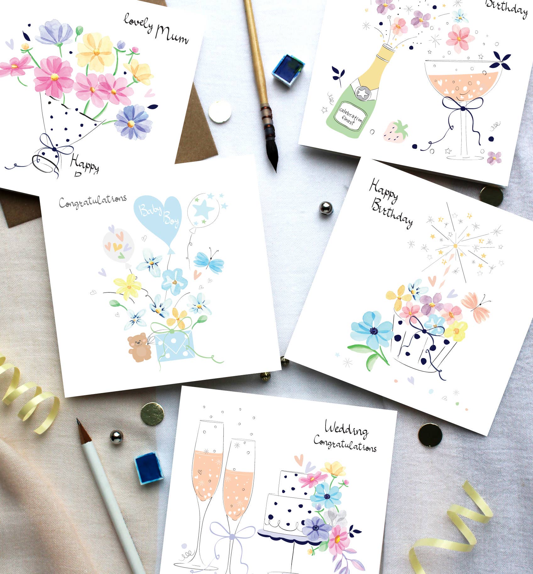 SABIVO Design - Wholesale Mother's Day Card - Mum Watercolour Floral Wreath Glitter Card L501