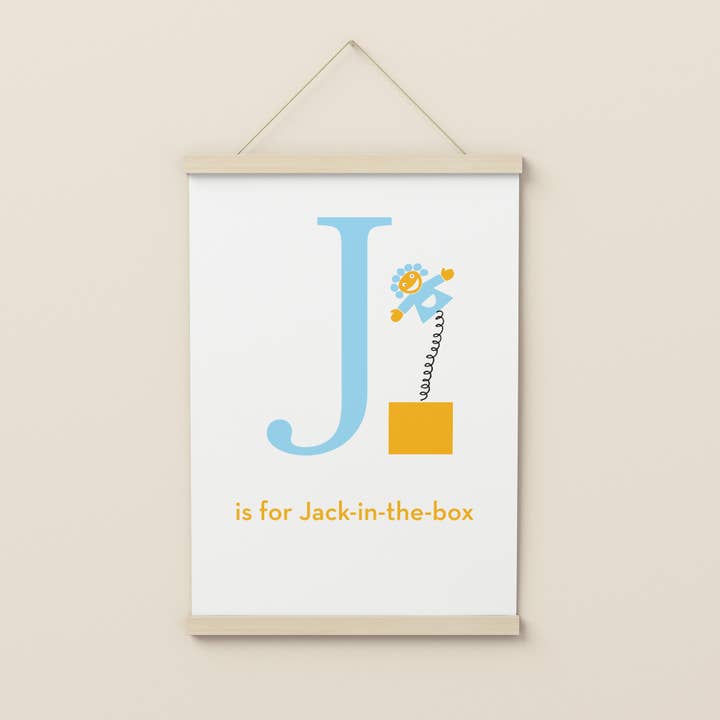 Letter J Illustrated Alphabet Print for wholesale by Know It All Prints