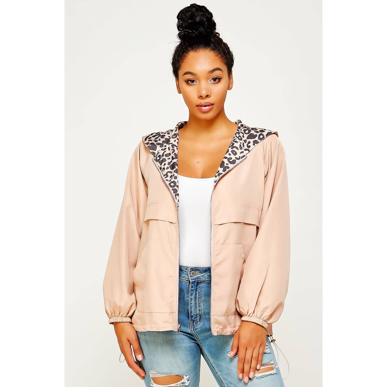 Sweet Generis - Wholesale Windbreaker - Women's - REVERSIBLE CONTRAST PRINT ZIPUP WINDBREAKER HOODIE14