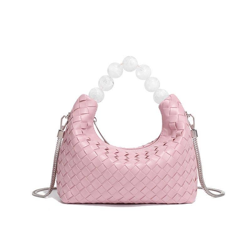 PEACH ACCESSORIES - Wholesale Shoulder Bag - Women's - Woven Tote Bag with Beaded Handle B22072