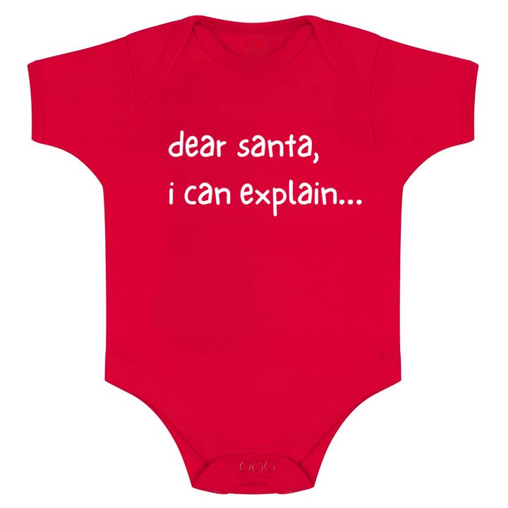 Christmas Baby Grow - 'Querido Papai Noel, Posso Explicar' - Feito à mão por atacado de ZZZEBRAAA LIMITED