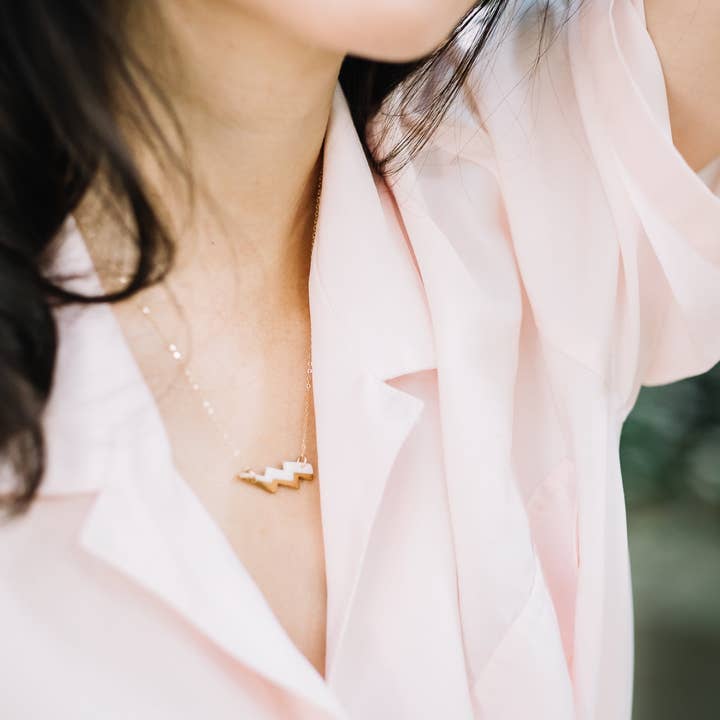 Remnant Studios - Wholesale Pendant/Charm Necklace - the lizzy - lightning bolt necklace with gold accent4