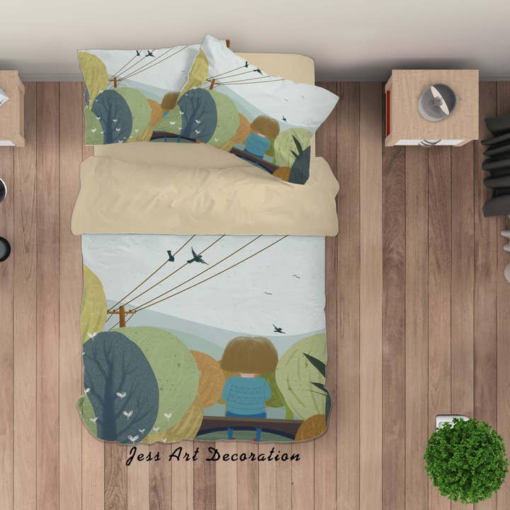3D Wire Girl Tree Painting Quilt Cover Set Bedding Set Duvet Cover Pillowcases A403 LQH for wholesale by Jess Art Decoration