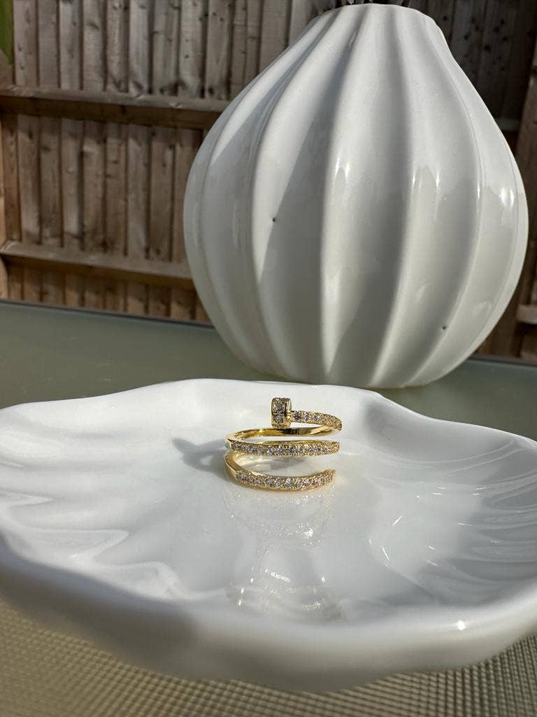 Gemscape UK – wholesale Ring med flera stenar – Justerrbar spiralring i guld med kristaller5