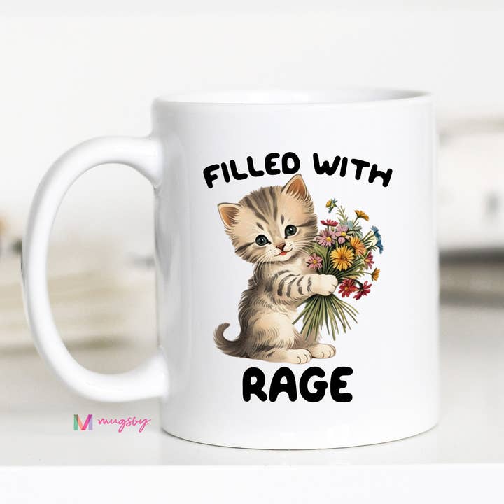 Mugsby - Wholesale Coffee Mug - Filled with Rage Kitten Coffee Mug, Funny Mug, Cat Lover Mug