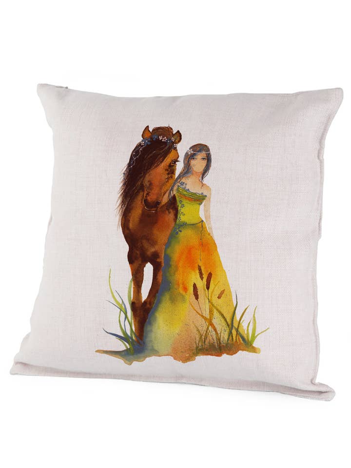 Kuddfodral (Canvas) 16x16" - Gå med mig - Kvinna Häst för wholesale av Oladesign
