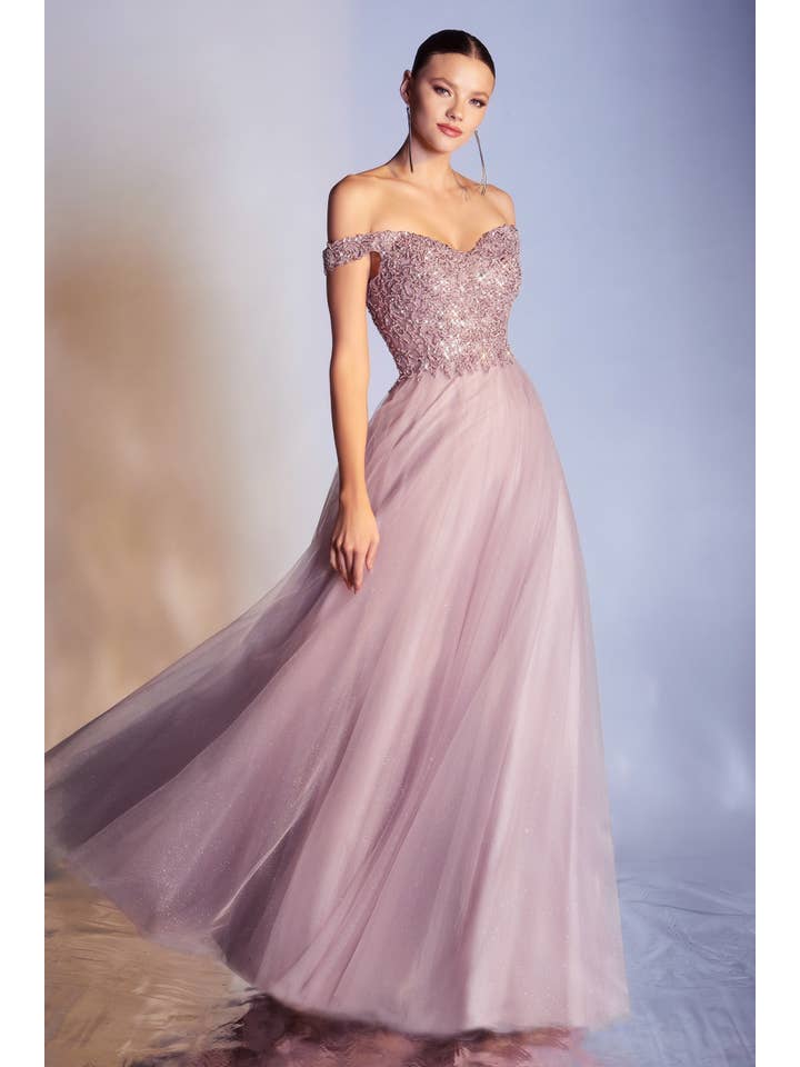 Ladivine by Cinderella Divine - Wholesale Gown - Women's - OFF THE SHOULDER A-LINE DRESS2