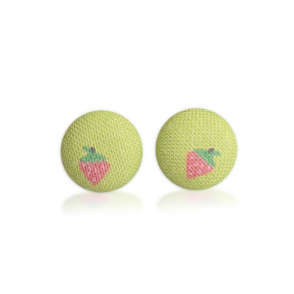 Rachel O's - Wholesale Stud/Post Earrings - Sweet Strawberry Fabric Button Earrings4