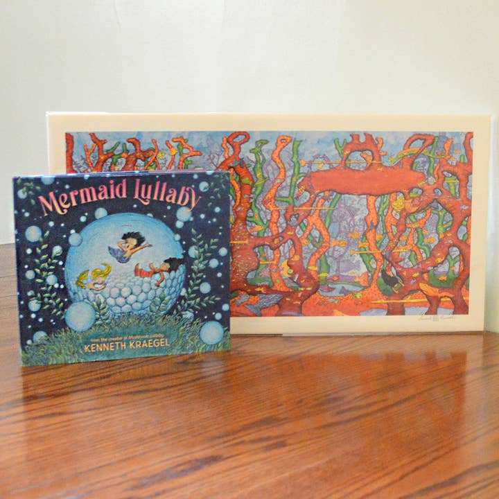 Signed copy of Mermaid Lullaby & Fine Art Print from book for wholesale by Kenneth Kraegel