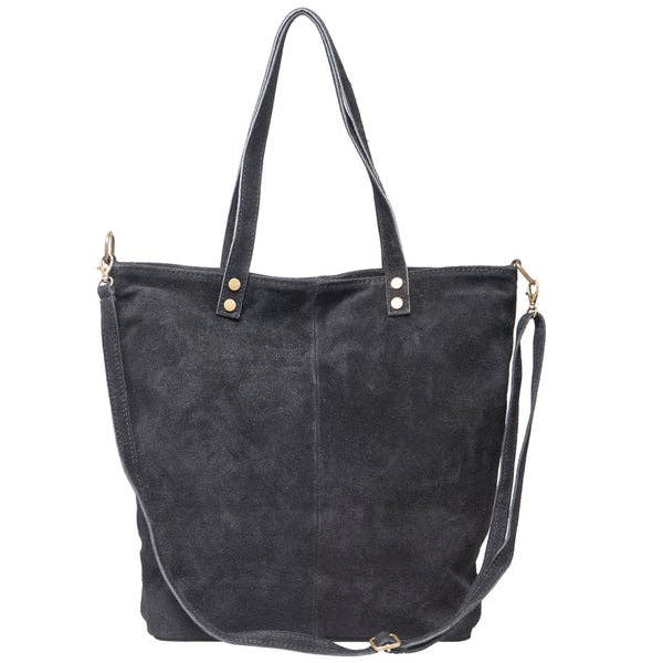 Anna Black Suede Shoulder Bag for wholesale by Marlafiji